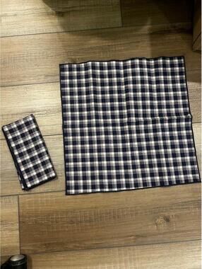 2 Longaberger JW Plaid Napkins fabric squares 17"
